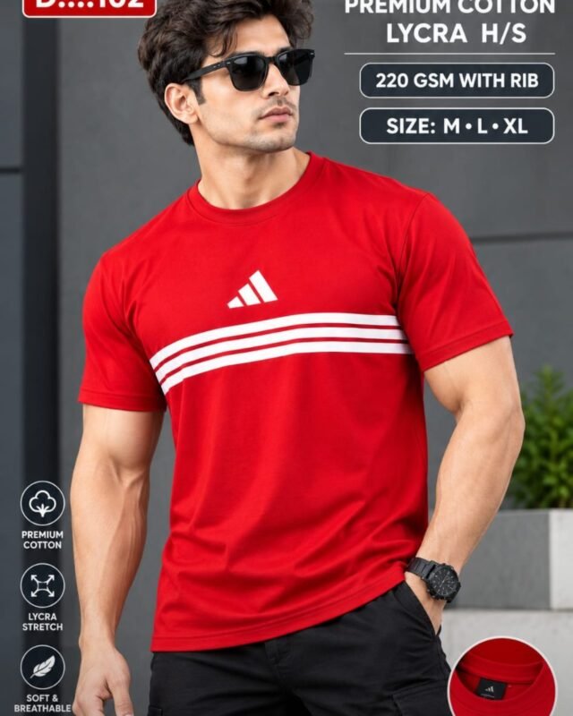 D-102 Premium Cotton Lycra Half Sleeve T-Shirt