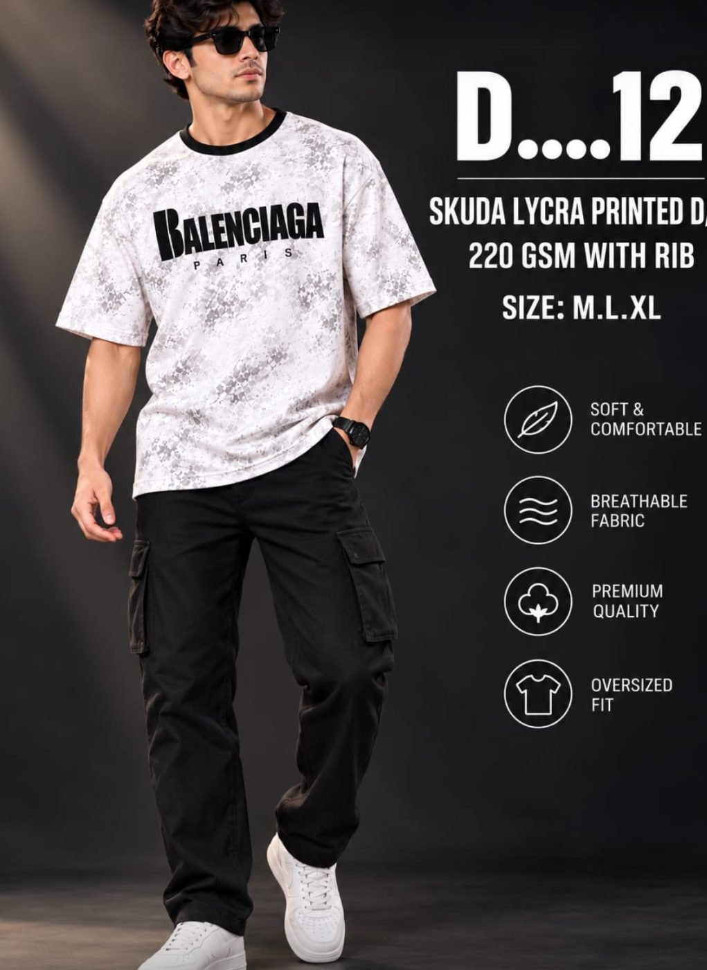 D-12 Skuda Lycra Printed D/S T-Shirt — Front