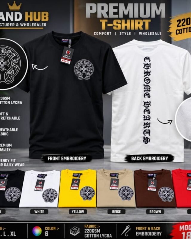 BH-EMB01 Premium Embroidered T-Shirt — Front & Back